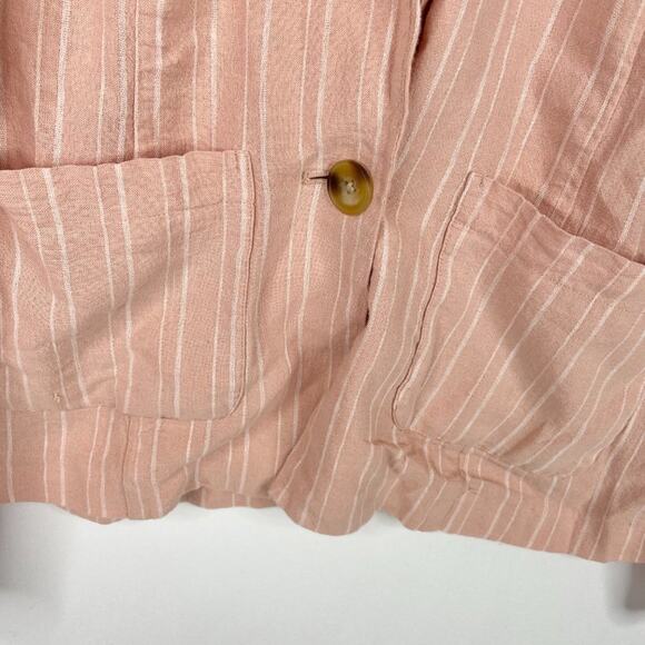 NWT Candie’s Pink Stripe Linen One Button Blazer - Picture 3 of 9